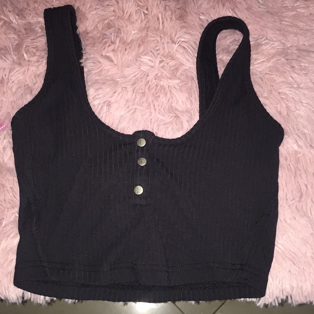 Free People button up crop tank w built in bra Xs